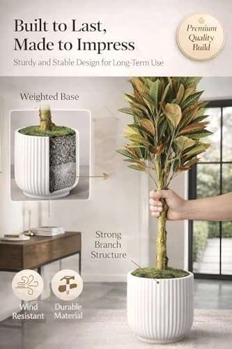 Image of Kayra Decor 6 Feet Artificial Croton Plant with Pot | Big Artificial Plants for Home Decor
