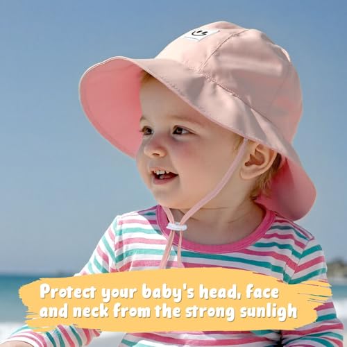 Baby Sun Hat with UPF 50+ Sun Protection Toddler Sun Hat Summer Beach Bucket Hats with Wide Brim Age 0-24 Months4