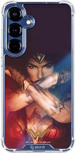 Skinit Clear Phone Case Compatible with Galaxy S25 - Officially Licensed DC Comics Wonder Woman Action Pose Pattern Design