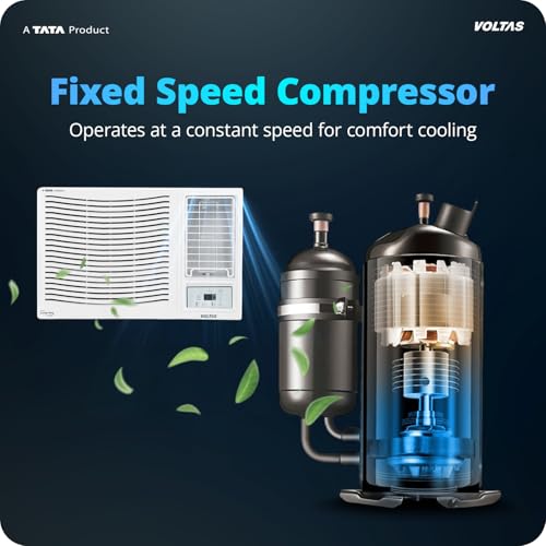 Image of Voltas 1.5 ton 2 Star Fixed Speed Window AC (Copper, Anti Dust Filter, 2-way Swing, Memory Restart, Sleep Mode (182FS PRISM, White)