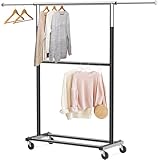 Simple Houseware Double Rod Garment Rack, Black