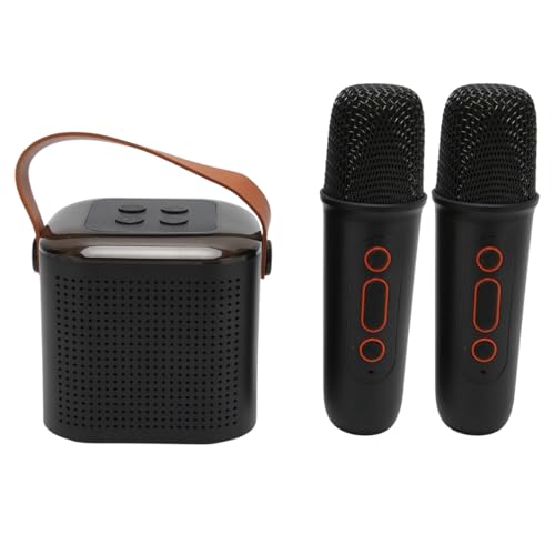 Microfone Karaoke Portátil com Caixa de Som Bluetooth, Luzes LED Dinâmicas, 2 Microfones Sem Fio, Id