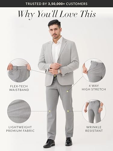 Image of The Pant Project Luxury PV Lycra Stretchable Formal Pants for Men | Stylish Relaxed Fit Men's Wear Trousers for Office or Party | Mens Fashion Dress Trouser Pant