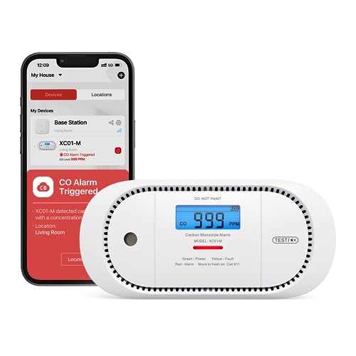 X-Sense Smart Carbon Monoxide Detector XC01-M, an Accessory for FS31 or FS51 Smoke Alarm Kit,...