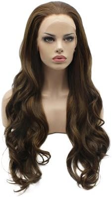 SheWig Extra Long Brown Synthetic Lace Front Wigs Wavy for Black Women Drag Queen Wigs