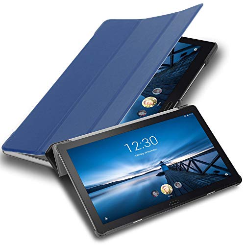 Cadorabo Funda Tableta para Lenovo Tab P10 (10.1' Zoll) in Azul Oscuro Jersey – Cubierta Proteccíon Bien Fina en Cuero Artificial en Estilo Libro con Auto Wake Up e Función de Suporte