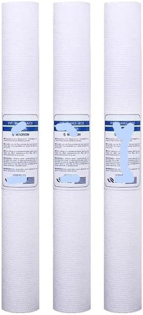 20 Inch PP Cotton Filter Water Purifier Parts Sediment Filters For Reverse Osmosis System (5 Micron) 2.5" X 20" Cartridge(3pcs)
