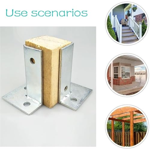 Kit de fixation réglable pour poteaux en acier durable et base de ciment argenté