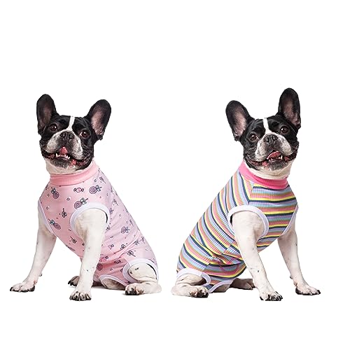 Image of 2 Packs Pet Dog Recovery Onesie Suit for Dogs Cats After Surgery,Dog Abdominal Wounds Bandages Cone E-Collar Alternative. (Navy, XL)