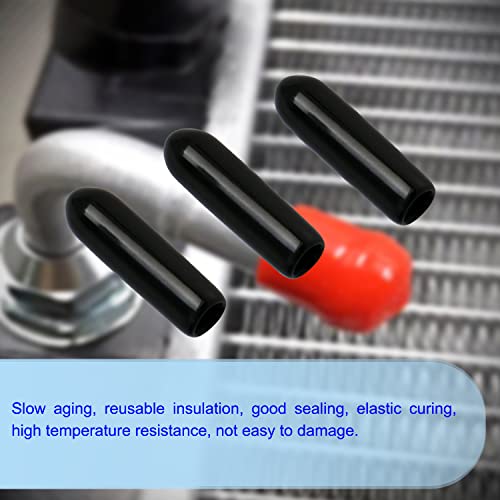 Image of Rubber Round End Cap Cover 0.1 inch (2.5mm) Screw Thread Protectors PVC Flexible Tubing Pipe Protective Bolt Screw Thread Protector Safety Cover | for Pipe Post Tubing Rod Cover 50 Pcs (Black)
