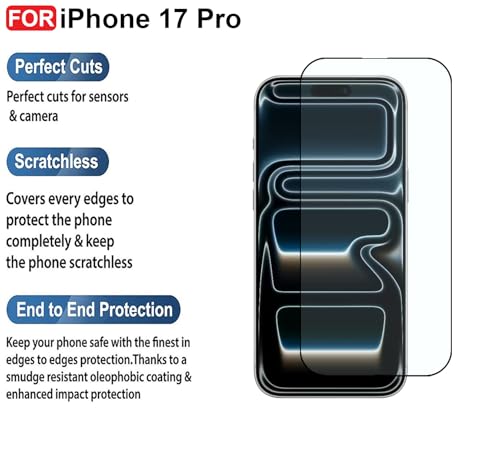 Image of CEDO Tempered Glass for iPhone 17 Pro (5G) | Screen Protector Full HD Quality Tempered Glass Anti-Scratch Edge to Edge Coverage with Easy Installation Kit (Black)