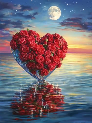 Diamond Painting Amar, Cristal Bordado Art Kit, Luna 5D DIY Punto de Cruz Manualidades Kit, Adultos Niños Principiantes Diamantes Painting Art 50x70cm, para Decoracion de pared Del Hogar Regalos wd-2