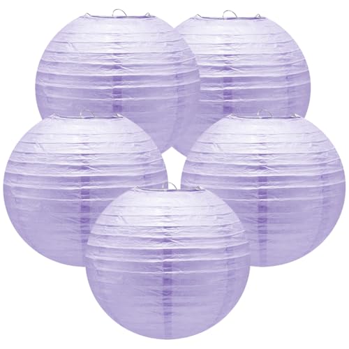 Image of 8 Inch Purple Paper Lanterns for Graduation Decorations 2025 Birthday Party Bachelorette Engagement Wedding Baby Shower(Set of 5, Purple)