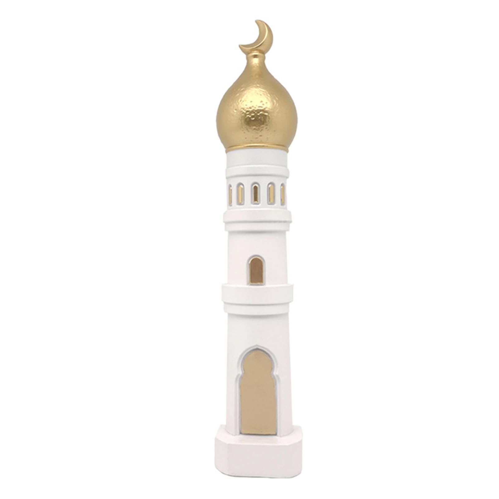 Hredyqw Ramadans Decorations for Eid Mubaraks Home Decorations Golden White Mosque Tower Craft Ornament for Shelf Table