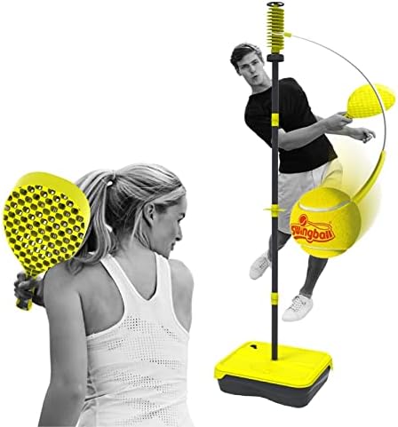 Swingball Pro All Surface Portable Pro Tether Tennis Set, 5.5+ Ft Tether Pole, More Game Play Spirals, Pro Rackets, Real Tennis Ball, Carrying Case, Indoor & Outdoor, Attached Racket Holder, Ages 6+