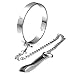 Chunky Choker Alloy Necklace, Polished Stainless Steel, O Ring Collar with Chain Leash (Silver, 12cm)