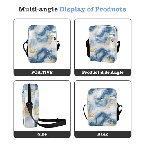 Blue and Gold Marble White messenger bags shoulder bag crossbody Shoulder Hand Bags Adjustable Strap for Travel School4