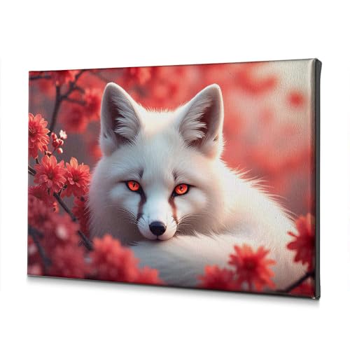 Impression sur toile renard blanc de prestige 40 x 60 cm, art suspendu d'exception
