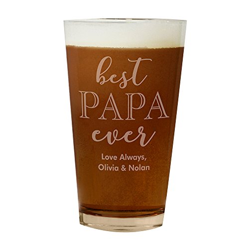 GiftsForYouNow Best Papa Ever Engraved Beer Glass