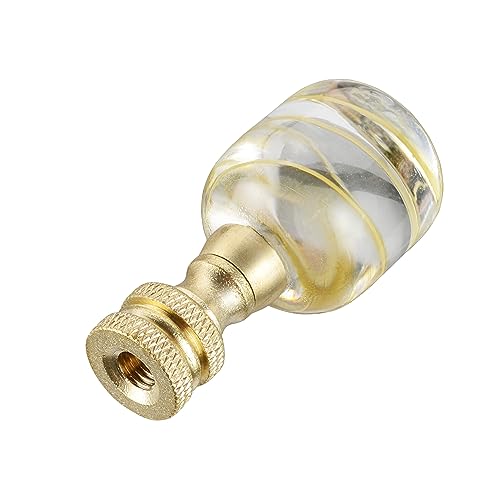 Image of Aspen Creative 24024-21, Clear with Yellow Line Glass Lamp Copper, 2 inch Tall Finial, Clear & Yellow
