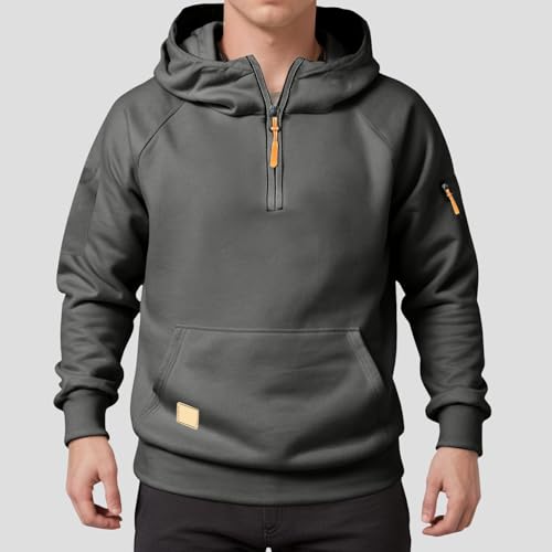 Mens Quarter Zip Up Hoodies Drawstring Long Sleeve Pullover Sweatshirts Tactical Hoodie Sweatshirt with Pocket3