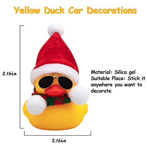 wonuu Enfeites de carro pato de borracha amarelo decoração de painel de carro com capacete de hélice