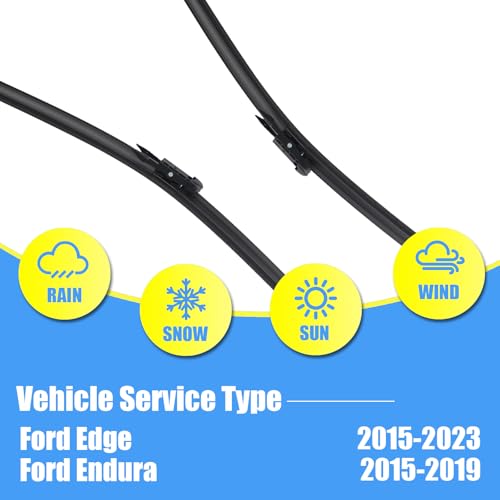 Image of Gavimnal Silicone Wiper Blades Replacement For Ford Edge 2015-2023 | 28 inch+28 inch Front & 14 inch Rear, All-Weather, Streak-Free, OE-fit, Quiet, Easy One-Click Install