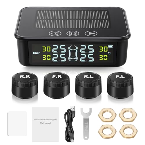 Système de surveillance pression des pneus TPMS solaire écran tactile LCD 4 capteurs SUV