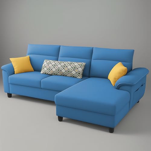 Image of Casaliving Seams RHS 4 Seater L Shape Sofa for Living Room (Turquise Fabric) Premium Fabric Sofa