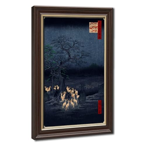 Poster Hiroshige feux de renard cadeau idéal pour passionné du Japon