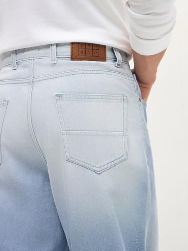 Image of Urbano Fashion Men's Loose Baggy Fit Heavy Washed Faded Denim Jeans Non-Stretchable