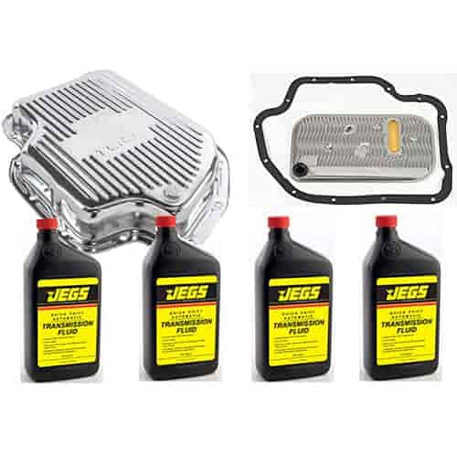JEGS 601181K GM TH400 Transmission Pan with Transmission Fluid, Transmission Filter and Gasket