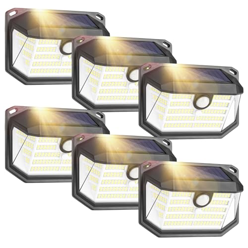 Lenlun Solar Outdoor Lights, IP65 Waterproof Lights Outdoor Garden, 230 LED Solar Motion Sensor Lights, 3 Modes PIR Wall Lights for Outside Front Door Patio Fence Yard