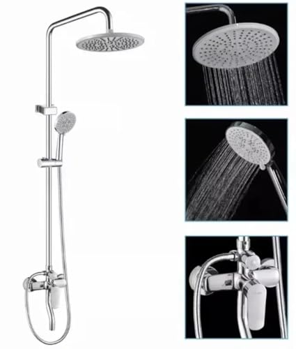 Image of X-XONIER Luxury Shower System, 3-in-1, Dazzling Large Overhead RainFall and 3 Way Multifunction Hand Held shower, Hot and Cold Mixer set, Mixer Tub Spout, (silver)