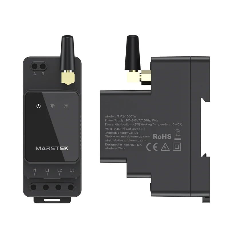 MARSTEK Smarter Zähler CT002 für Drei- oder Einphasenanlagen 0% VAT 10 Jahre Herstellergarantie Schnelle Anpassung Spart Stromkosten Unterstützt WLAN Bluetooth Photovoltaikbereit (CT002 A)