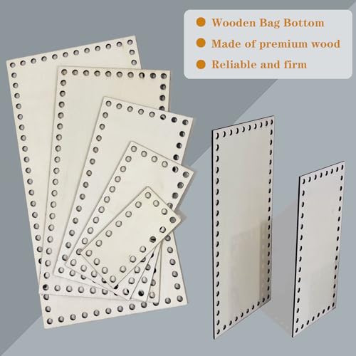 Image of 5 PCS Wooden Crochet Bag Bottom, Rectangular Wooden Basket Bottom Wooden Base Shaper Blank Crochet Base for DIY Basket Craft Weaving Making Supplies