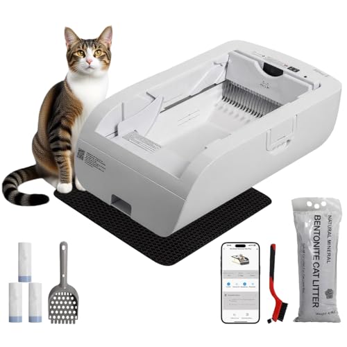 Self-Cleaning Automatic with Open-Top Design Cat Litter Box-Smart APP Control (2.4G/5G) with Health Tracking&24H Backup, Dual Safety Sensors&Odorless Design for Multi-Cat Homes (NO Tent)
