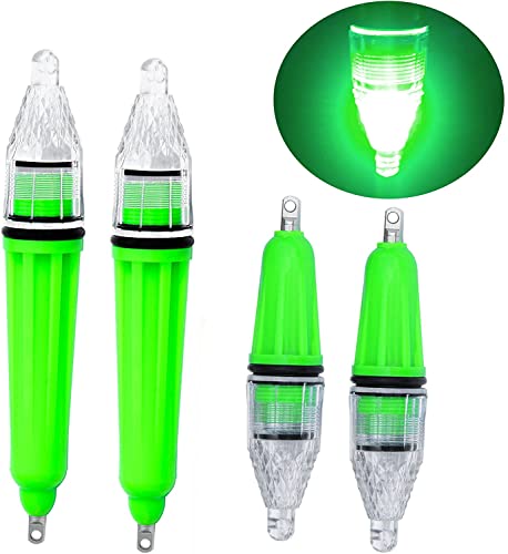 AGOOL Underwater Fishing Light, 4pcs Deep Drop Fishing Light Waterproof Flashing LED Night Fishing Light Attractive Light Green Light Bait Lure Lamp Fishing Bait Lure 5 Colors 6.7 inch 4.7 inch