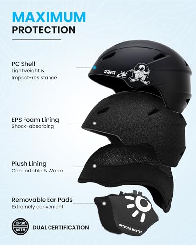 OutdoorMaster Anoa Kids Ski Helmet - Adjustable Snowboard Helmet - Durable PC Shell, Shock-Absorbing EPS Core & Cooling Vents - Certified Snow Sports Helmet for Boys, Girls & Youth - Image 3