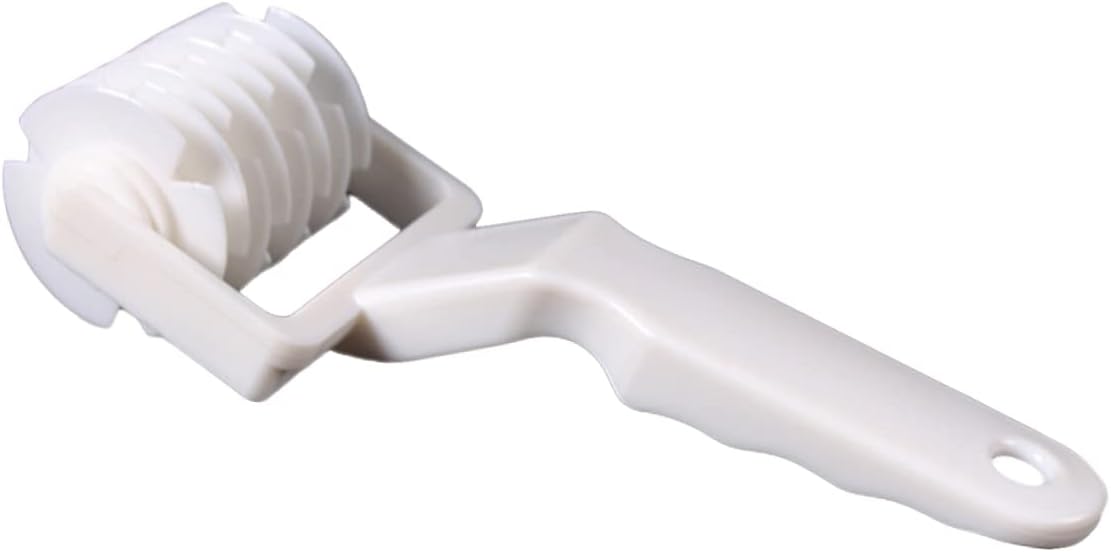 Sosoport Plastic Lattice Roller Cutter Tool Small White Pastry Baking Tool for Dough Pizza Cookie Criss Cross Decorative Pattern Maker with Easy Step by
