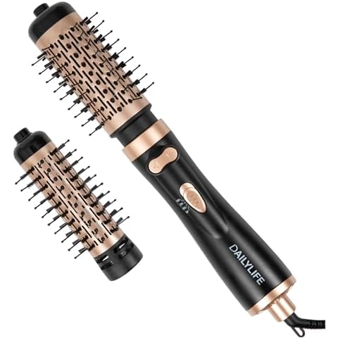 DAILYLIFE Rotating Hair Dryer Brush, Hot Air Spin Brush Set with 2 Inch and 1.5-Inch Brushes, Ionic Function and ALCI Safety Plug Cover
