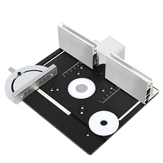 KETIPED Aluminium Router Table Insert Plate,Woodworking Benches Router Flip Plate W/Miter Gauge Guide Aluminium Fence Sliding Brackets,Multifunctional Trimming Engraving Table,MG-054BK