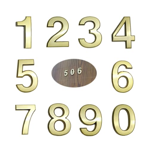 10 Pcs 3D Mailbox Numbers(0-9,Gold),2 Inch Self Adhesive House Numbers Sticker