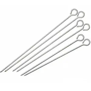 Dynore Stainless Steel Barbeque Rods (Skewers),Kebab Grilling,Tools for Home Party Picnic Skewers Set of 6 - (10 inch)