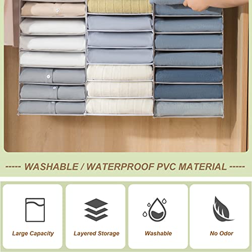Aeeteek 1 Pack Hanging Closet Organizer Pvc Waterproof Wardrobe Clothes Organizer Dividers 12 Shelves Fabric Cabinet Pants Storage Box Foldable Drawers With Hook For Home Dorm Camping (White) #TOP4
