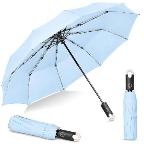 Image of UV Reversible Umbrella with Novelty Carabiner Handle, Travel-Friendly Umbrellas for Sun & Rain Protection, Windproof Compact, Automatic Open /Close,Plant Cutter for Home Garden Men and Women