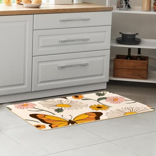 Tapete de cocina lavable de 2 piezas alfombra pasillo absorbente botánica 7