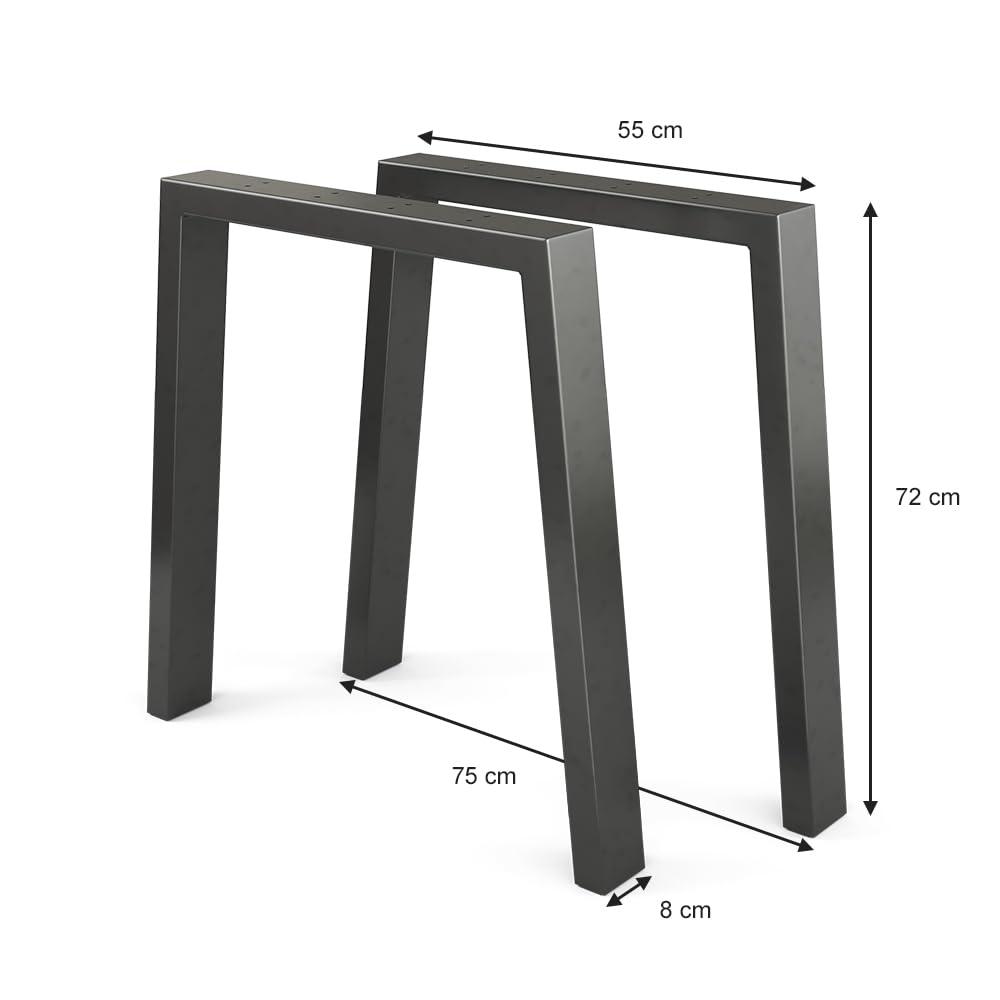 Vicco Tischbeine, Schwarz, 75 x 72 cm | U-förmig, zur einfachen Montage an Esstischen und Arbeitsplatten