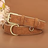 Beirui Weich gepolstertes Leder-Hundehalsband für Hunde,bequem,strapazierfähig,für kleine,mittelgroße und große Hunde,Lederhalsband mit hochwertigen Legierungsbeschlägen für den täglichen,Braun,S