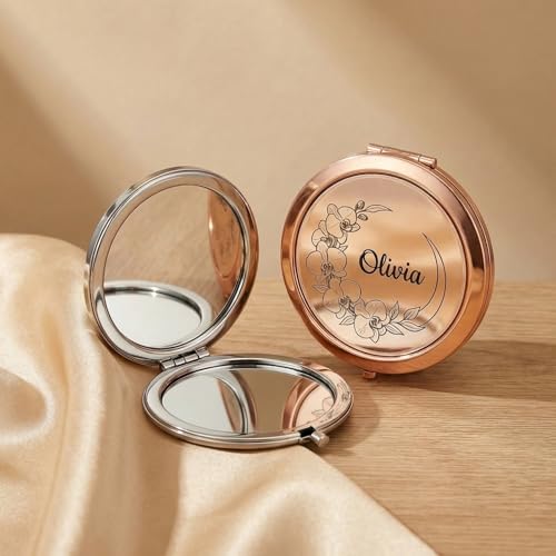 Personalized Engraved Mini Makeup Mirror - 50% Off with Code